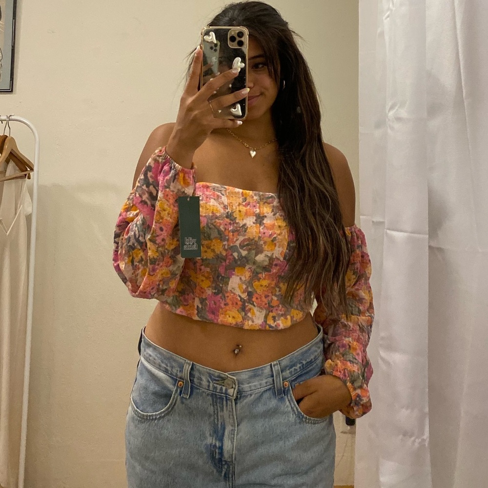 Floral sleeveless long sleeve corset